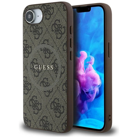 Etui Guess 4G Ring Classic Logo MagSafe na iPhone 16e - brązowe