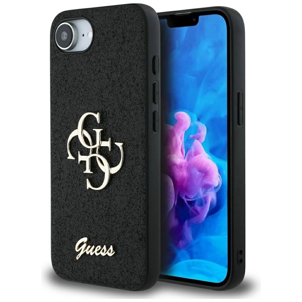 Etui Guess Fixed Glitter Big 4G na iPhone 16e - czarne