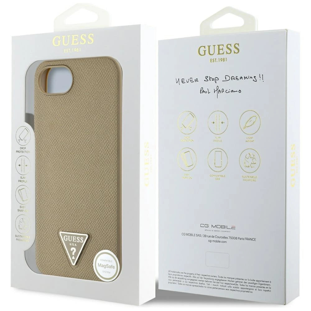 Etui Guess Grained Triangle MagSafe na iPhone 16e - brązowe – zdjęcie 8