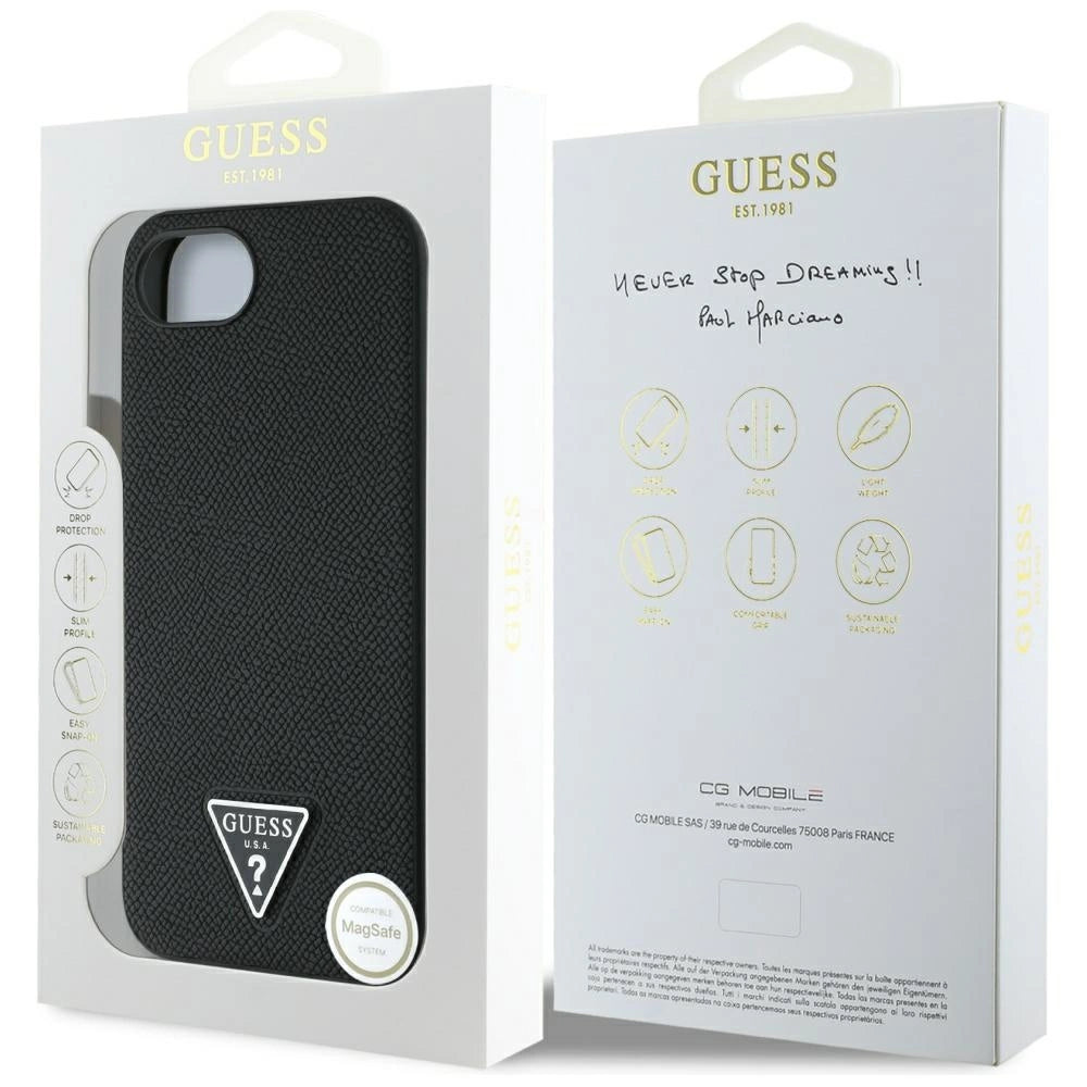 Etui Guess Grained Triangle MagSafe na iPhone 16e - czarne – zdjęcie 8