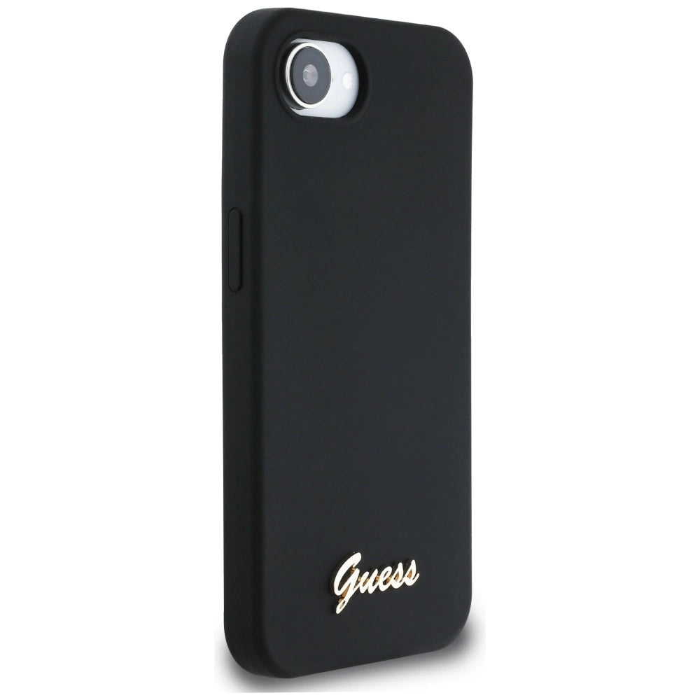 Etui Guess Silicone Script Metal Logo MagSafe na iPhone 16e - czarne – zdjęcie 4