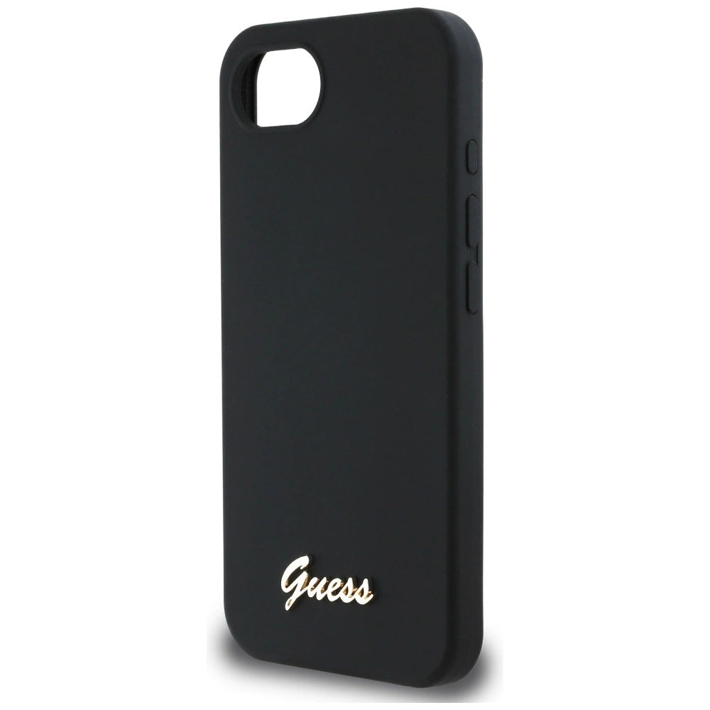 Etui Guess Silicone Script Metal Logo MagSafe na iPhone 16e - czarne – zdjęcie 6