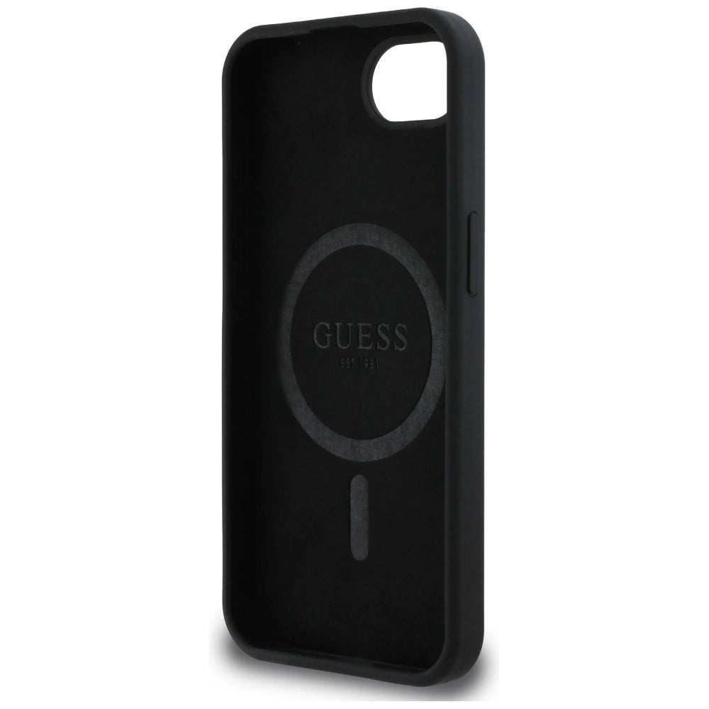 Etui Guess Silicone Script Metal Logo MagSafe na iPhone 16e - czarne – zdjęcie 7