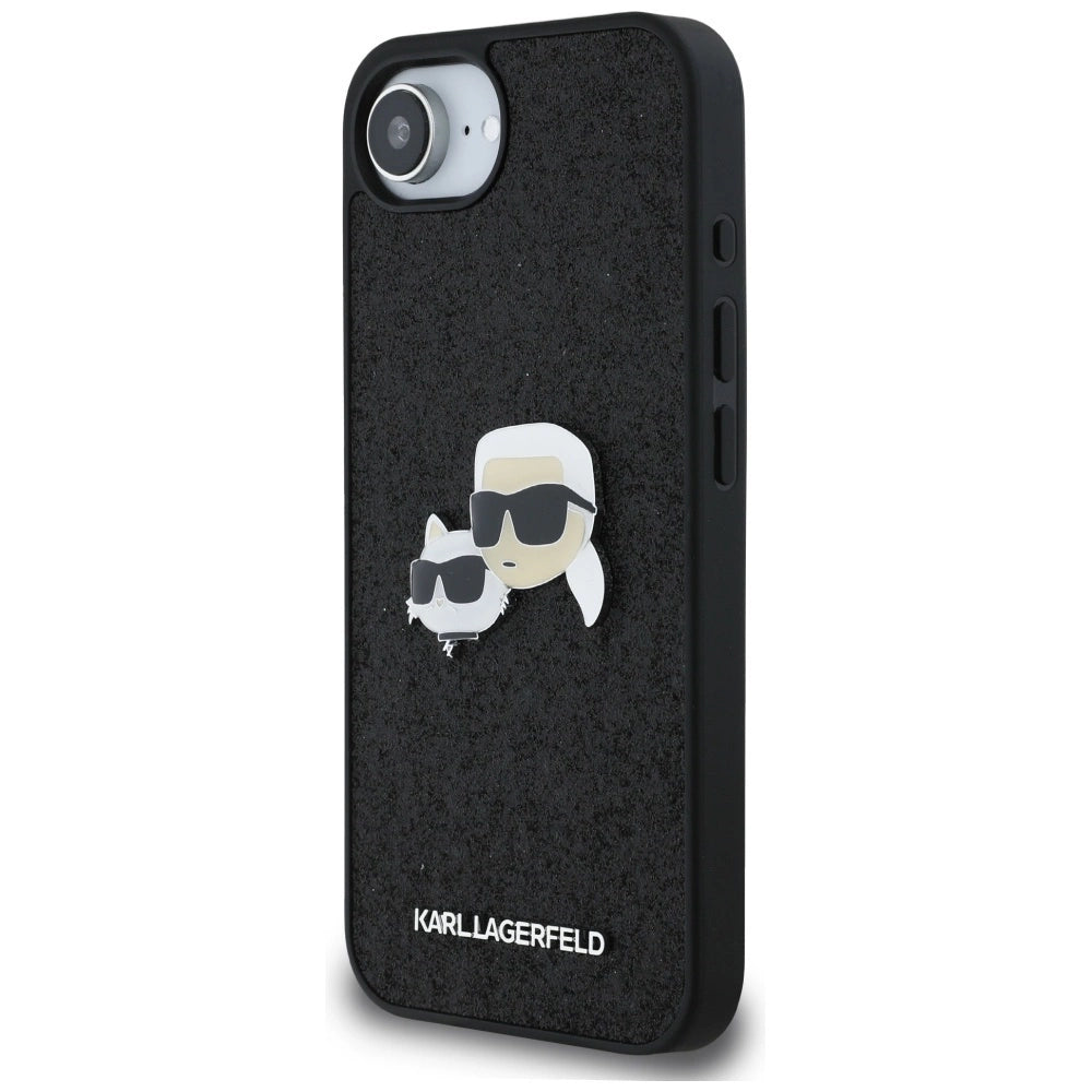 Etui Karl Lagerfeld Fixed Glitter Karl&Choupette na iPhone 16e - czarne – zdjęcie 2