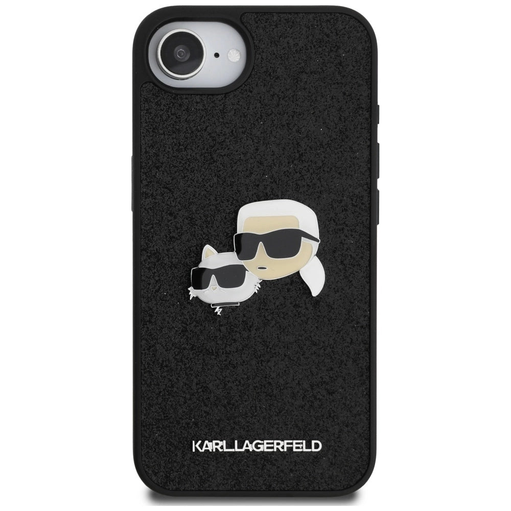 Etui Karl Lagerfeld Fixed Glitter Karl&Choupette na iPhone 16e - czarne – zdjęcie 3