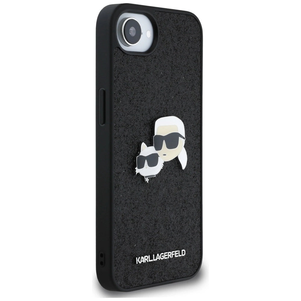 Etui Karl Lagerfeld Fixed Glitter Karl&Choupette na iPhone 16e - czarne – zdjęcie 4