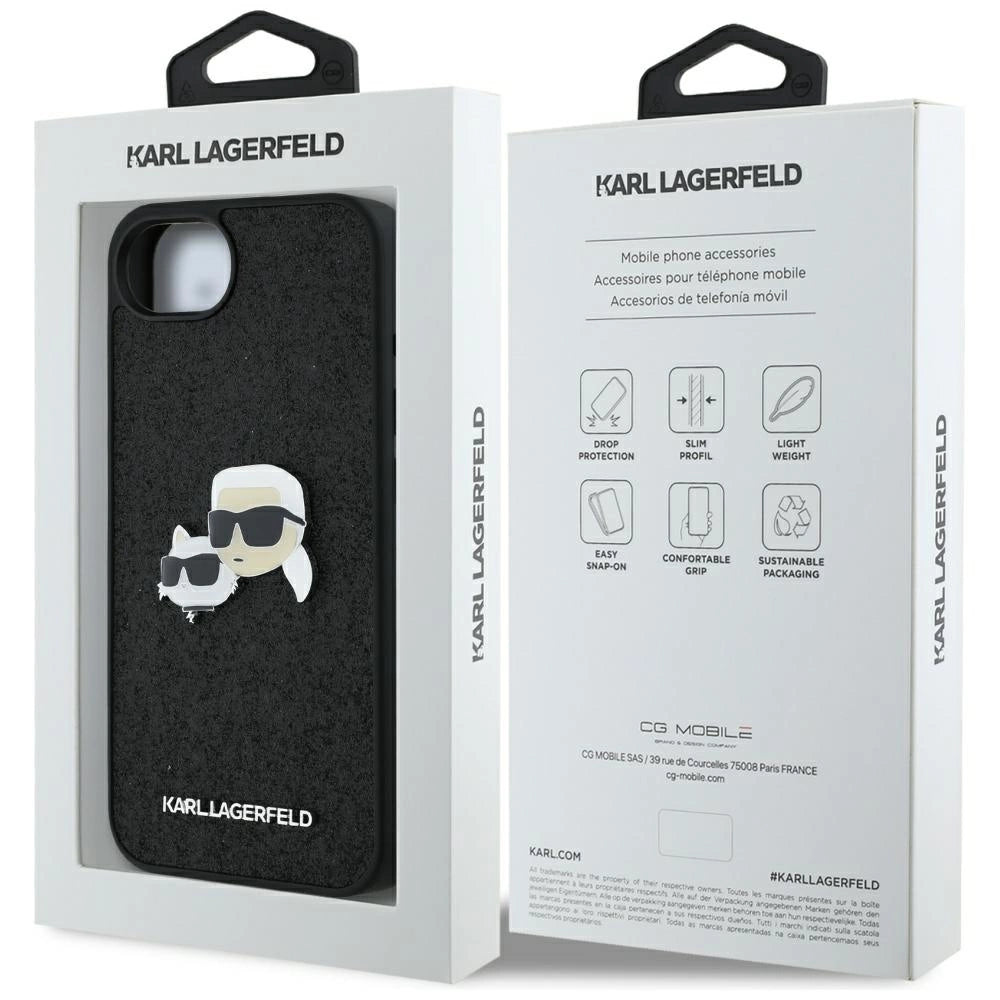 Etui Karl Lagerfeld Fixed Glitter Karl&Choupette na iPhone 16e - czarne – zdjęcie 8