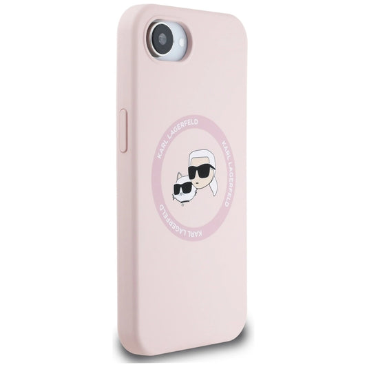 Etui Karl Lagerfeld Silicone Karl&Choupette Heads na iPhone 16e - różowe