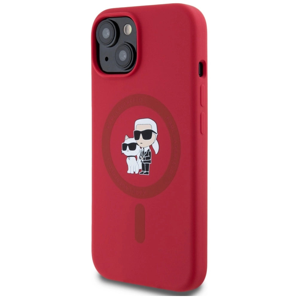 Etui Karl Lagerfeld Silicone Karl&Choupette Heads na iPhone 15 - czerwone – zdjęcie 2