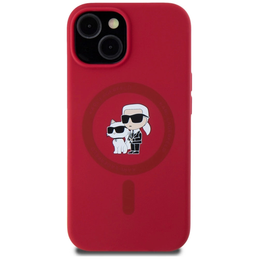 Etui Karl Lagerfeld Silicone Karl&Choupette Heads na iPhone 15 - czerwone – zdjęcie 3