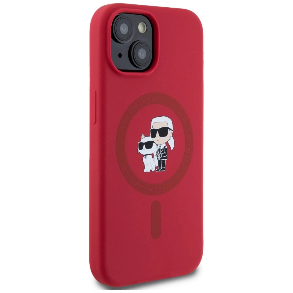 Etui Karl Lagerfeld Silicone Karl&Choupette Heads na iPhone 15 - czerwone – zdjęcie 4