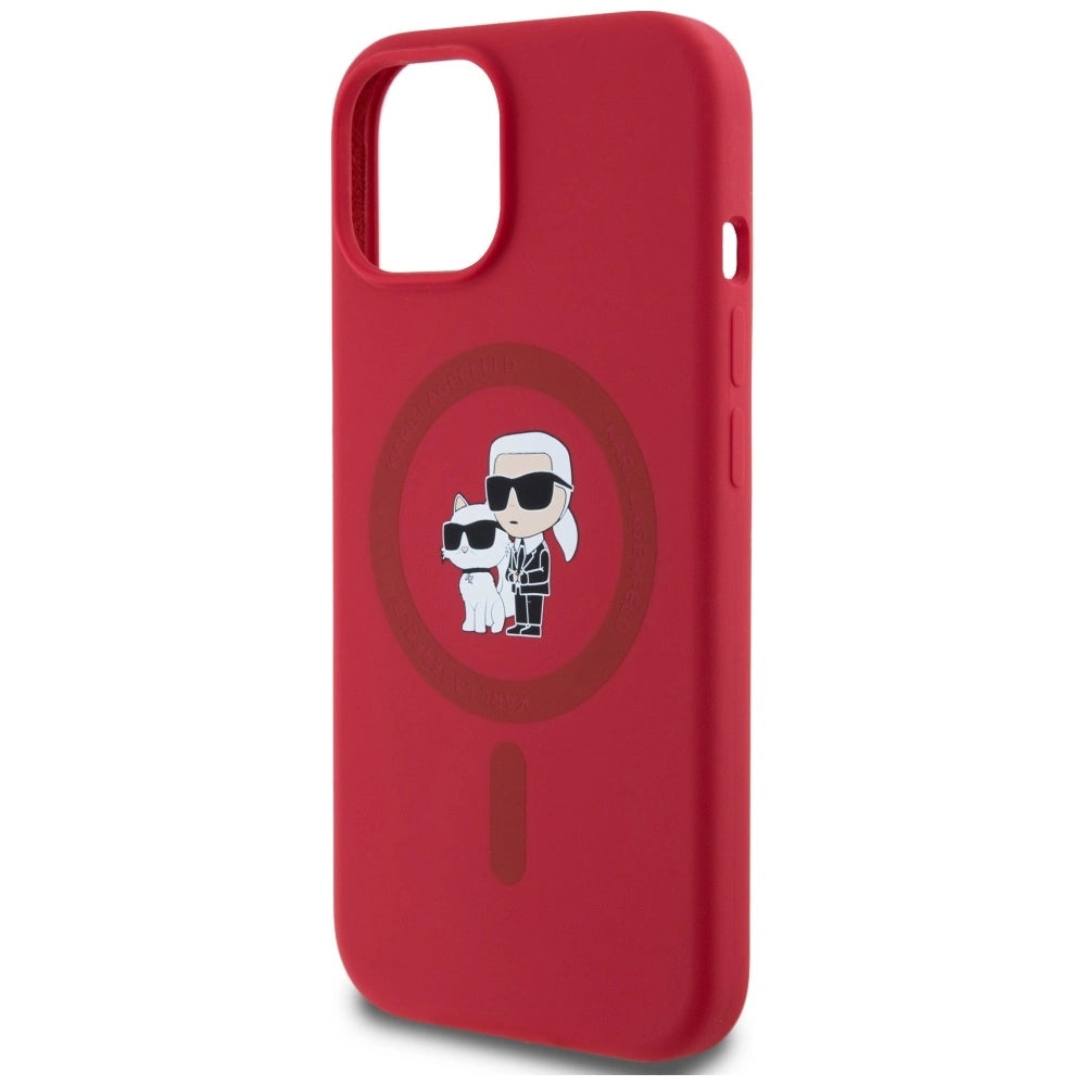 Etui Karl Lagerfeld Silicone Karl&Choupette Heads na iPhone 15 - czerwone – zdjęcie 6