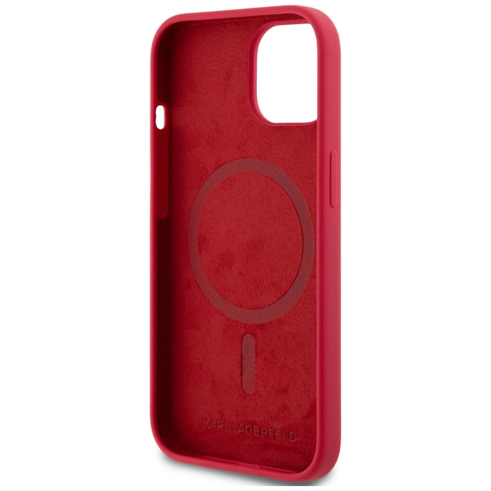 Etui Karl Lagerfeld Silicone Karl&Choupette Heads na iPhone 15 - czerwone – zdjęcie 7