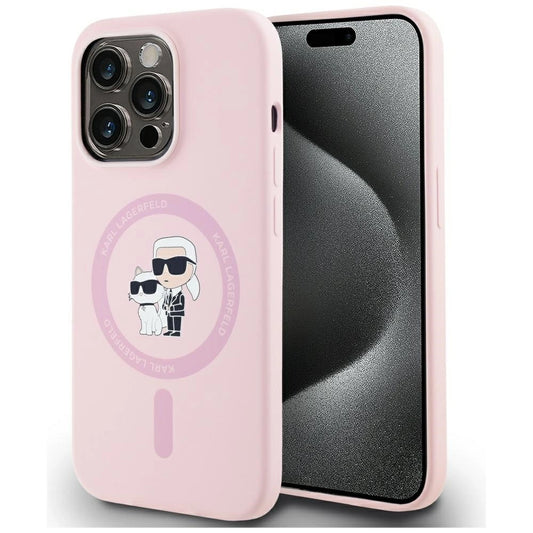 Etui Karl Lagerfeld Silicone Karl&Choupette na iPhone 14 Pro Max - różowe