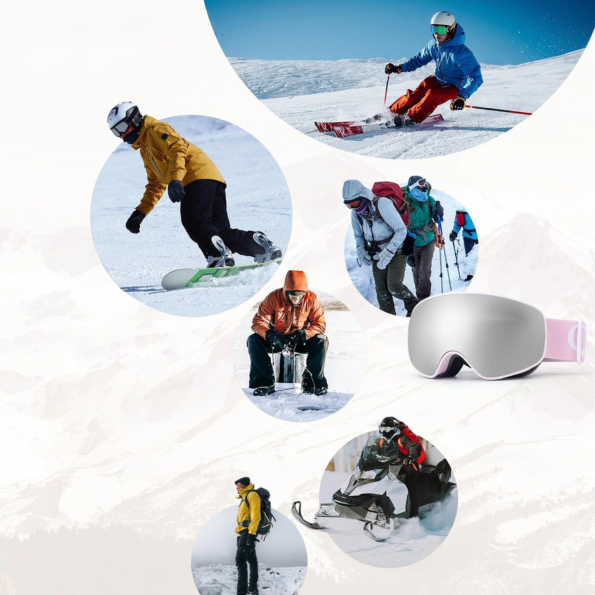 Qunature Pink Children's skiing goggles (medium/large children's version) – zdjęcie 5