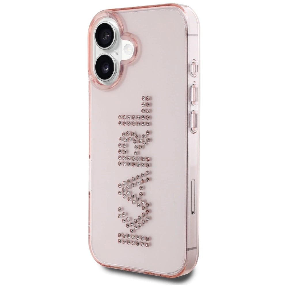 Etui Karl Lagerfeld IML Rhinestones Logo na iPhone 16 - różowe – zdjęcie 2