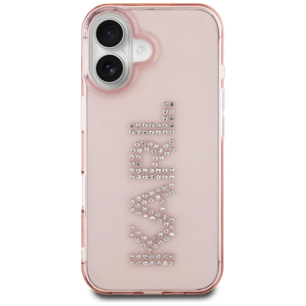 Etui Karl Lagerfeld IML Rhinestones Logo na iPhone 16 - różowe – zdjęcie 3