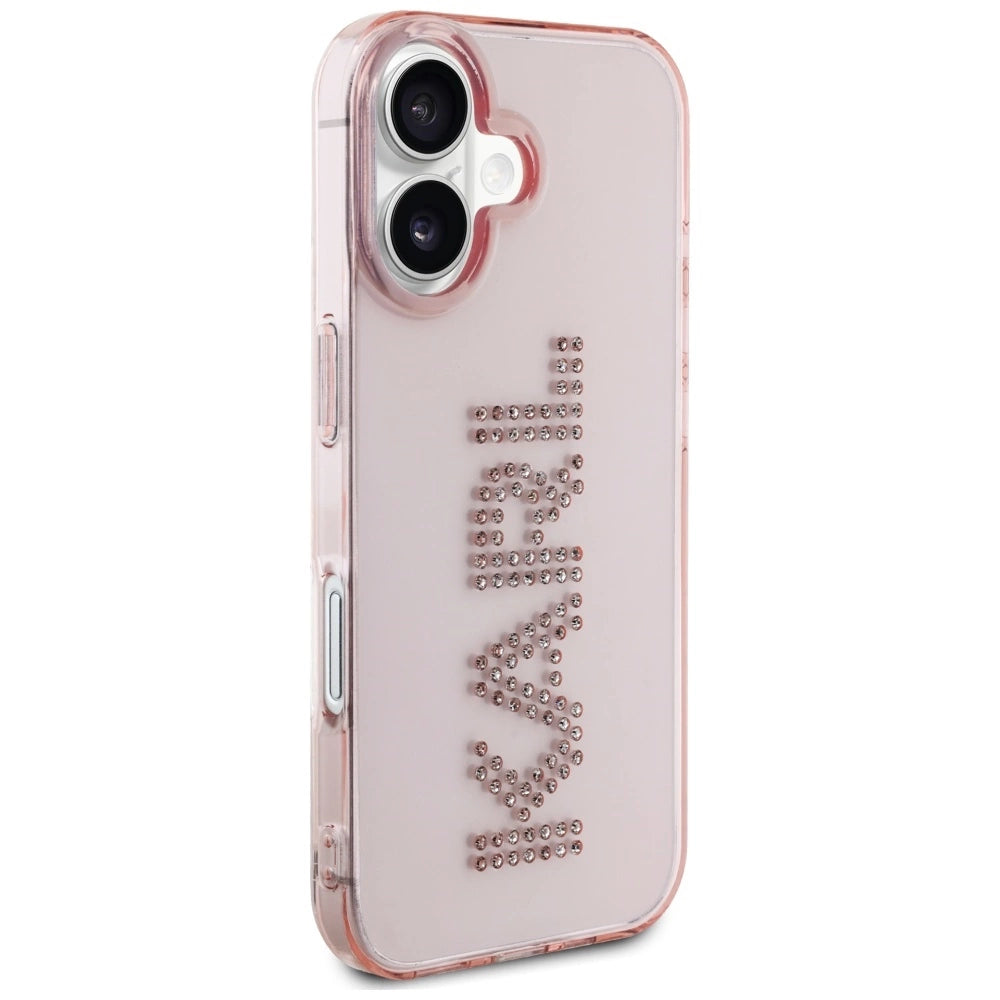 Etui Karl Lagerfeld IML Rhinestones Logo na iPhone 16 - różowe – zdjęcie 4