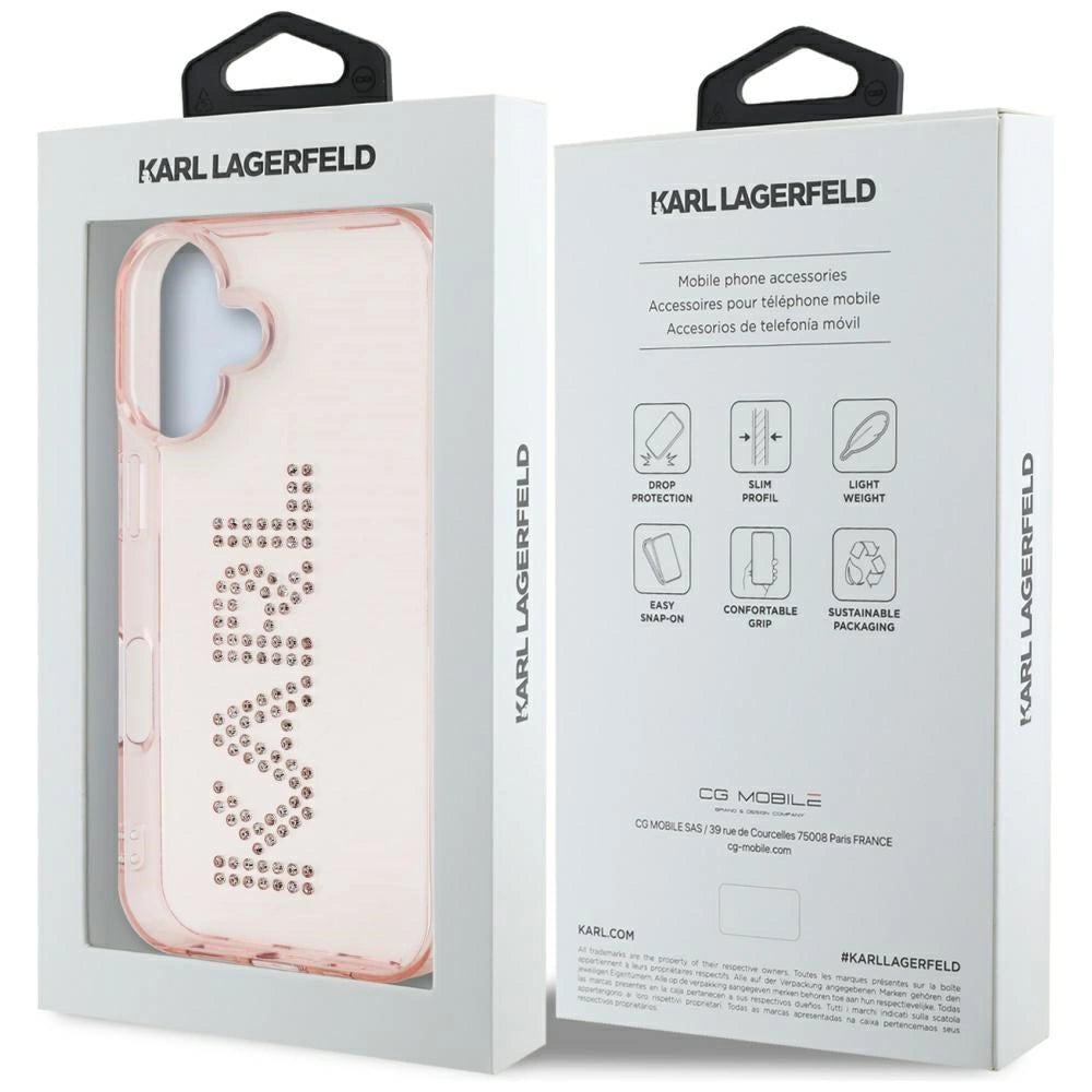 Etui Karl Lagerfeld IML Rhinestones Logo na iPhone 16 - różowe – zdjęcie 8