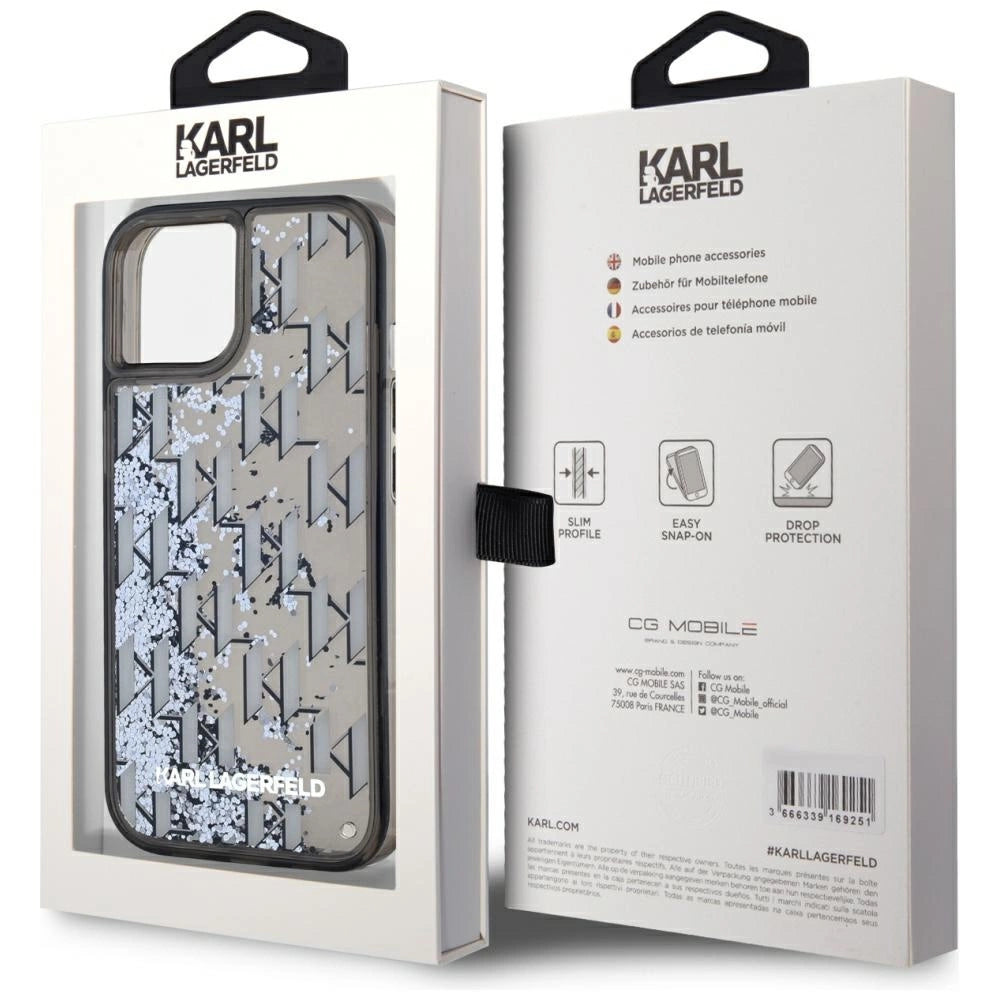 Etui Karl Lagerfeld Liquide Glitter Monogram Gradient na iPhone 15 - czarne – zdjęcie 8