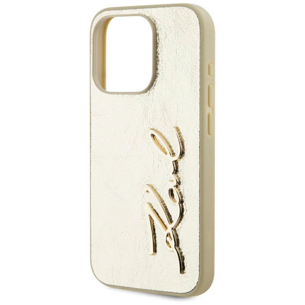 Etui Karl Lagerfeld Wrinkled Metal Signature na iPhone 15 Pro Max - złote – zdjęcie 6