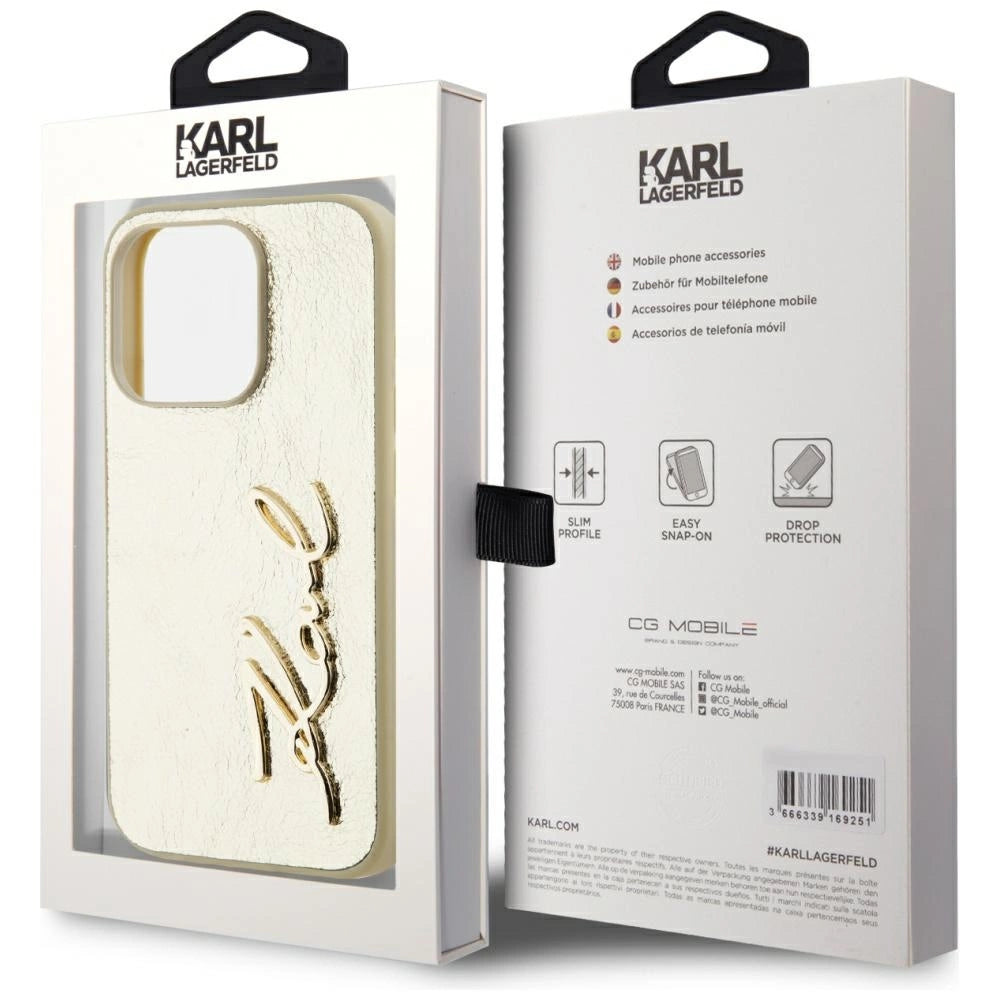 Etui Karl Lagerfeld Wrinkled Metal Signature na iPhone 15 Pro Max - złote – zdjęcie 8