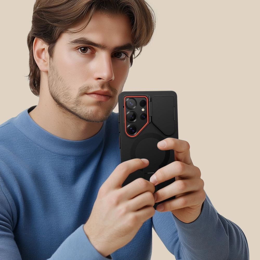 Etui Tech-Protect Kevlar na Samsung Galaxy S25 Ultra - czarno-pomarańczowe – zdjęcie 8