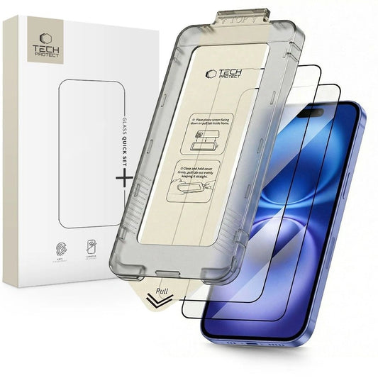 Szkło hartowane Tech-Protect Quick Set+ 2-pack na iPhone 15 / 16
