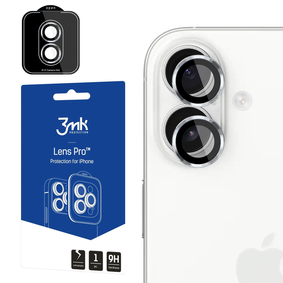 Szkło na obiektyw aparatu 3mk Lens Protection do Apple iPhone 17 - srebrne
