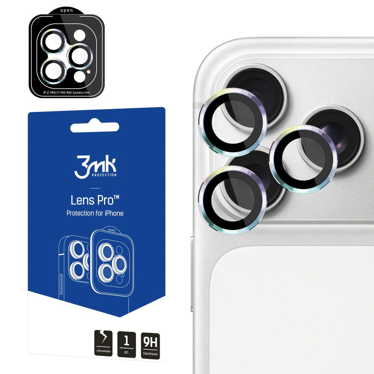 Szkło na obiektyw do Apple iPhone 17 Pro /17 Pro Max - wielokolorowe