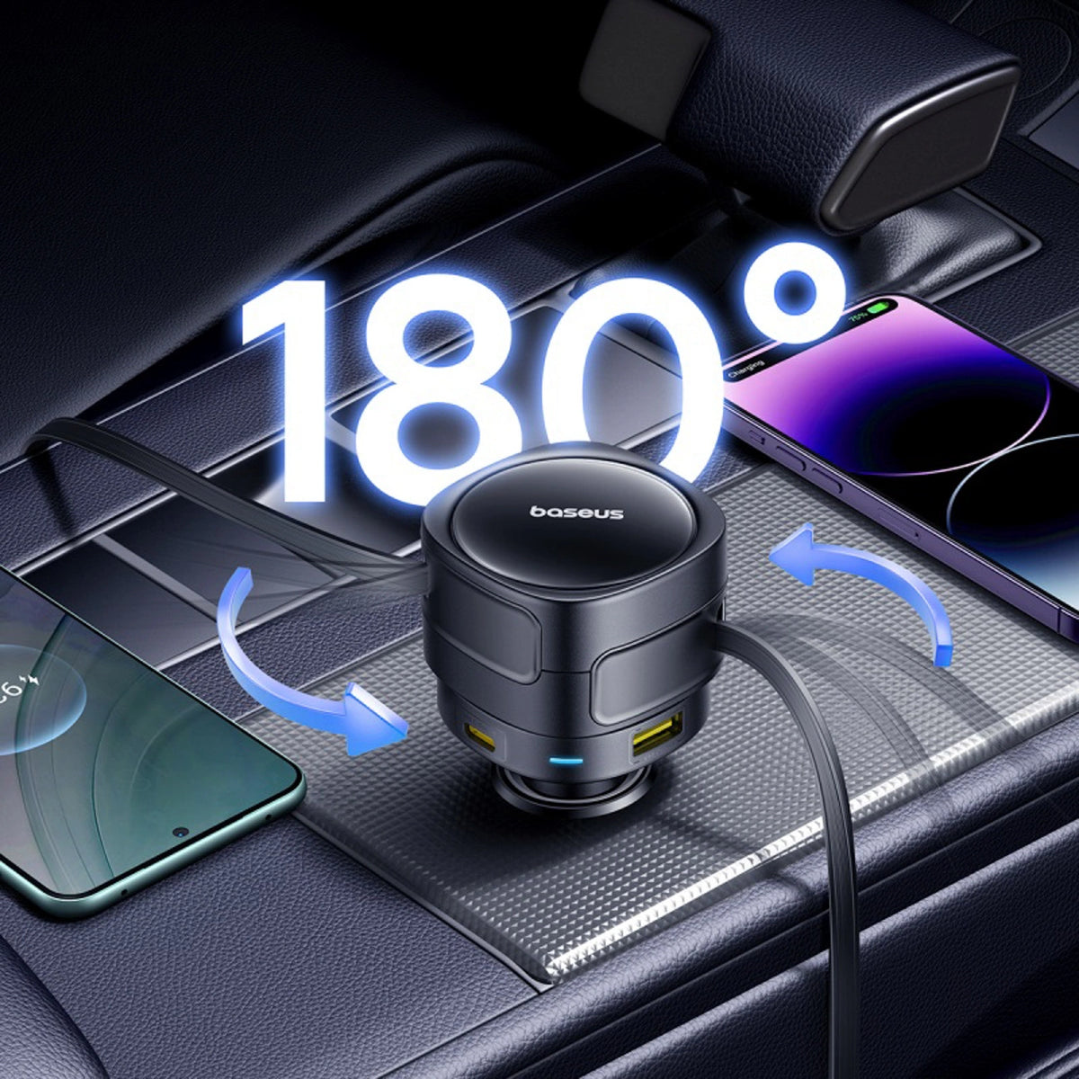 Ładowarka samochodowa Baseus Enjoyment Max 90W 2x USB-C + kabel - czarna – zdjęcie 8