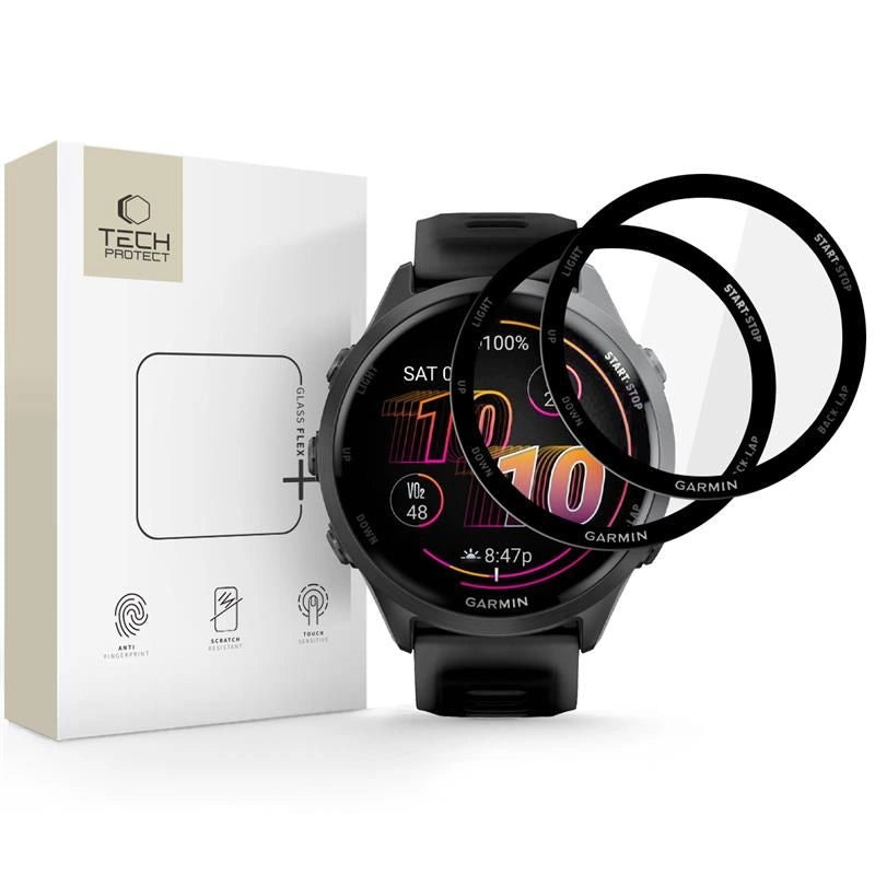 Szkło hybrydowe Tech-Protect Glass na Garmin Forerunner 47 mm - czarne