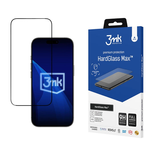 Wzmocnione szkło hartowane 3mk HardGlass Max Black na iPhone 17 Air