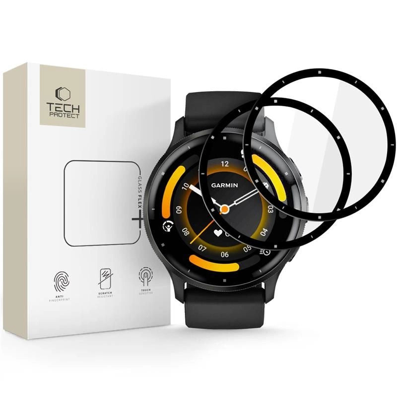 Szkło hybrydowe Tech-Protect Glass Flex+ 2-pack na Garmin Venu 3 - czarne