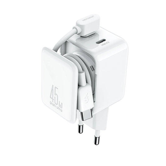 Ładowarka sieciowa Joyroom JR-TCL05 45W GaN z organizerem na kabel - biała
