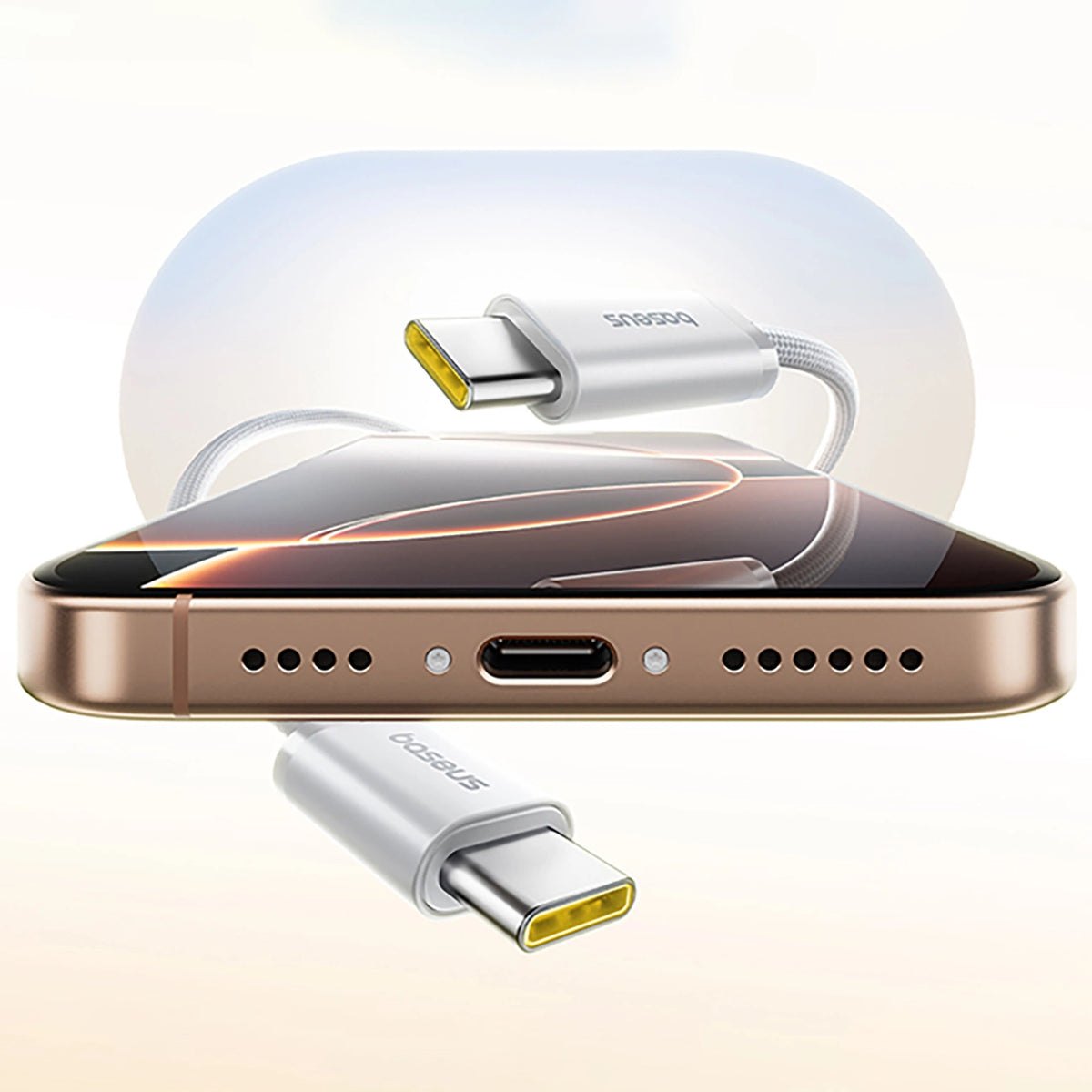 Kabel Baseus Dynamic 4 Pro 100W USB-C - USB-C magnetyczny 1m - biały – zdjęcie 5