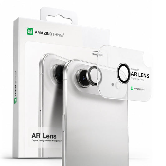Szkło na aparat AMAZINGTHING na iPhone 17 Air ze srebrną ramką aluminiową