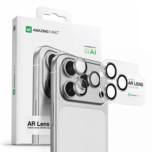 Szkło na aparat na iPhone 17 Pro / Pro Max ze srebrną ramką aluminiową