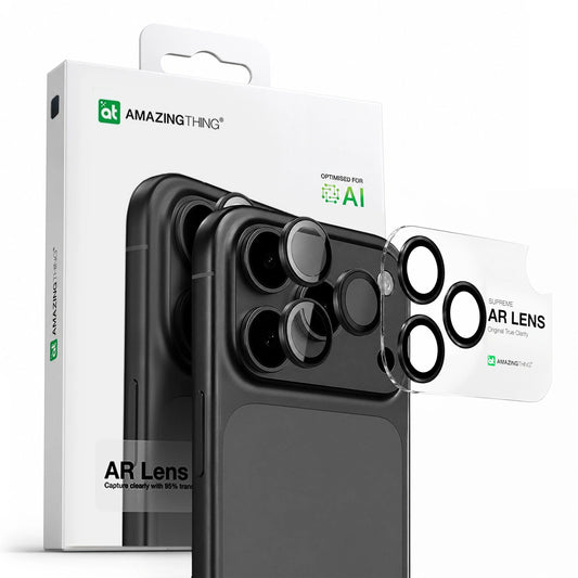 Szkło na aparat na iPhone 17 Pro / Pro Max z szarą ramką aluminiową