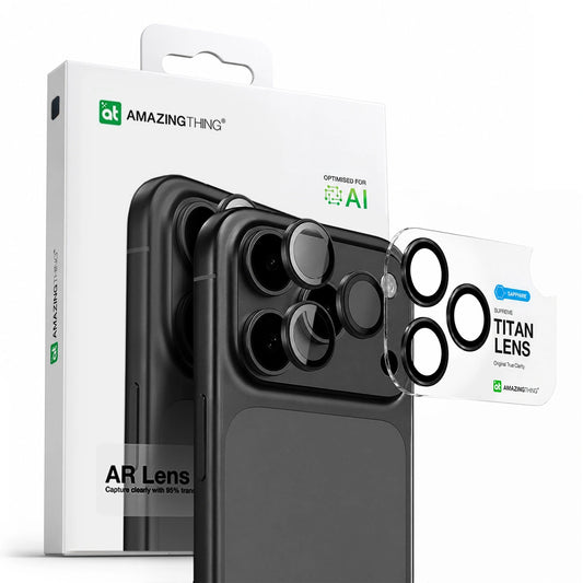 Szkło na aparat AMAZINGTHING na iPhone 17 Pro / Pro Max - z szarą ramką