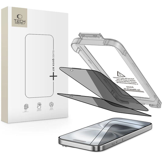 Szkło prywatyzujące Tech-Protect Quick Set Spy+ 2-pack na iPhone 15 / 16