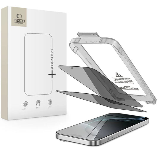 Szkło prywatyzujące Tech-Protect Quick Set Spy+ 2-pack na iPhone 16 Pro Max
