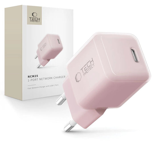 Ładowarka sieciowa Tech-Protect NCM25 USB-C PD 25W - różowa