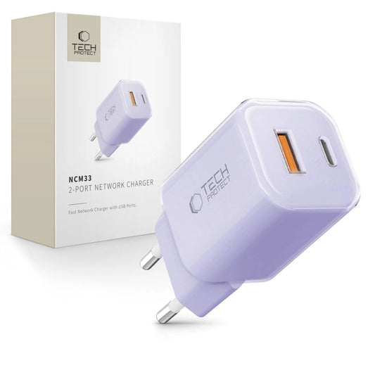Ładowarka sieciowa Tech-Protect NCM33 PD 33W QC3.0 USB-C - fioletowa