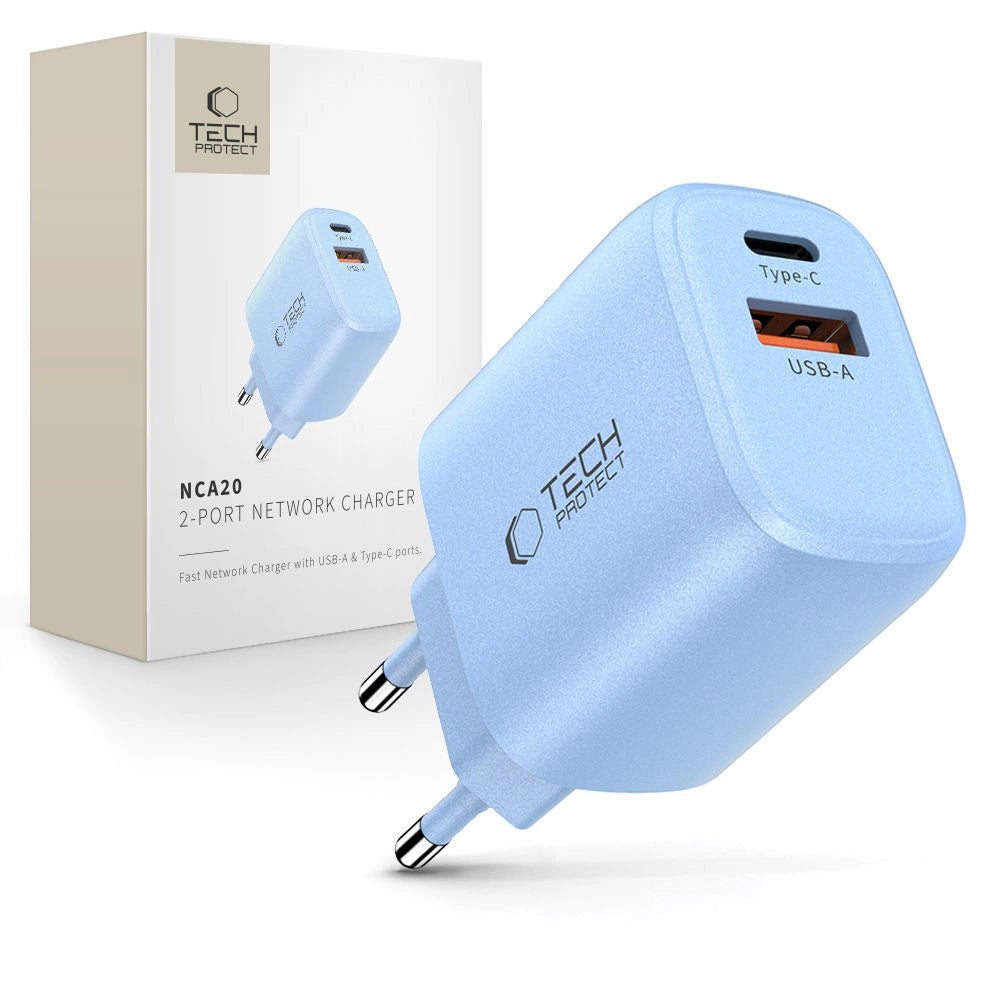 Ładowarka sieciowa Tech-Protect NCA20 PD 20W QC3.0 USB-A - niebieska