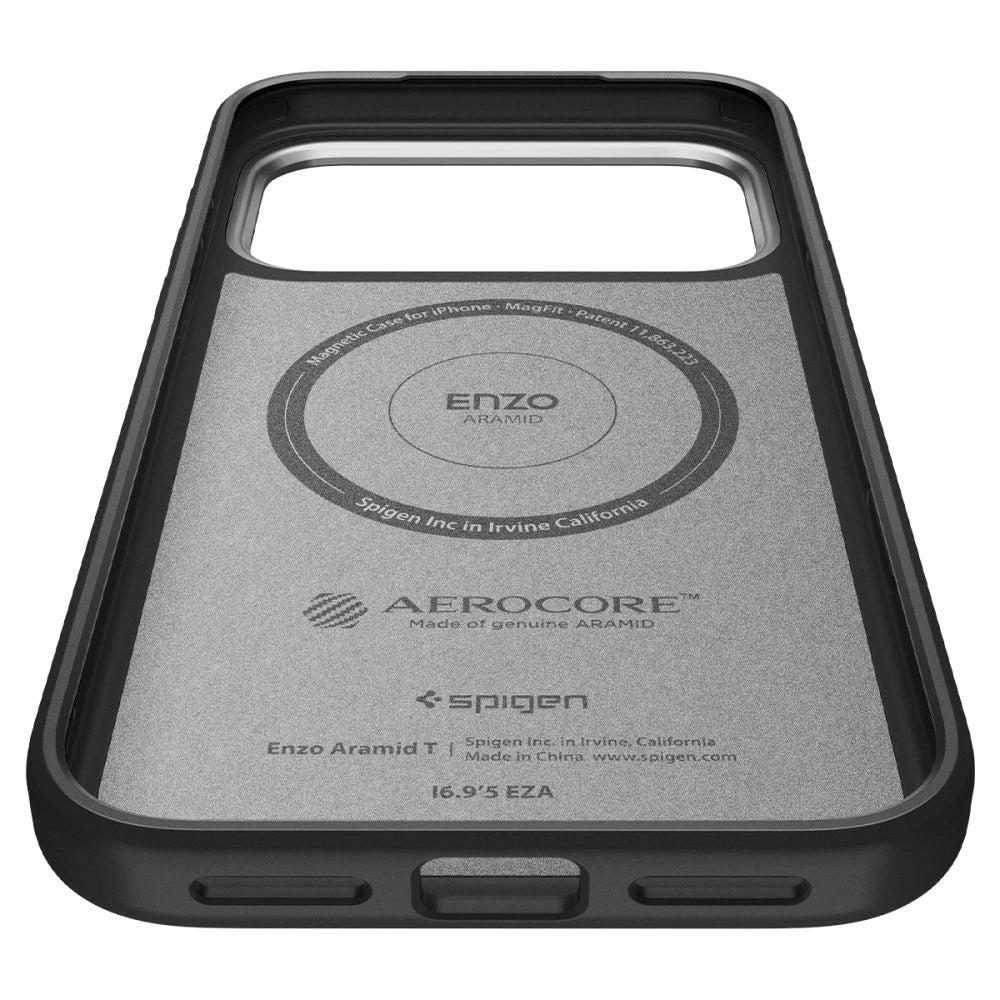 Etui Spigen Enzo Aramid "T" MagSafe na iPhone 17 Pro - czarno-srebrne – zdjęcie 9
