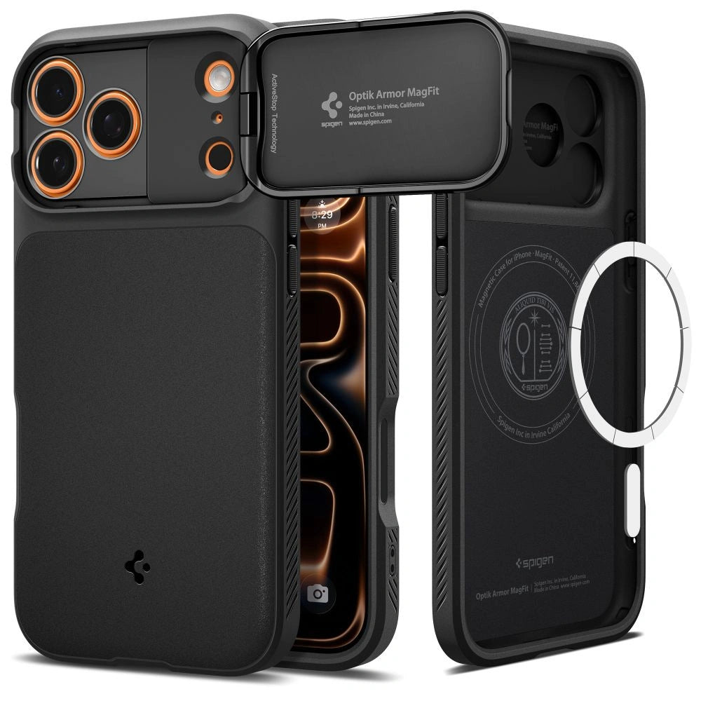 Etui Spigen Optik Armor MagSafe na iPhone 17 Pro - czarne