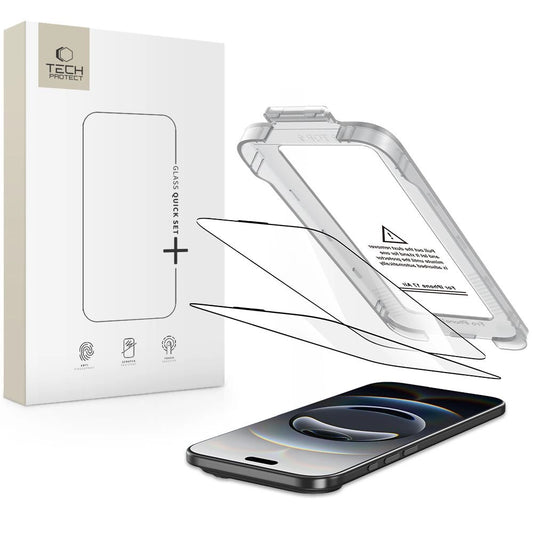 Szkło hartowane Tech-Protect Quick Set+ 2-pack na iPhone 17 Air - czarne