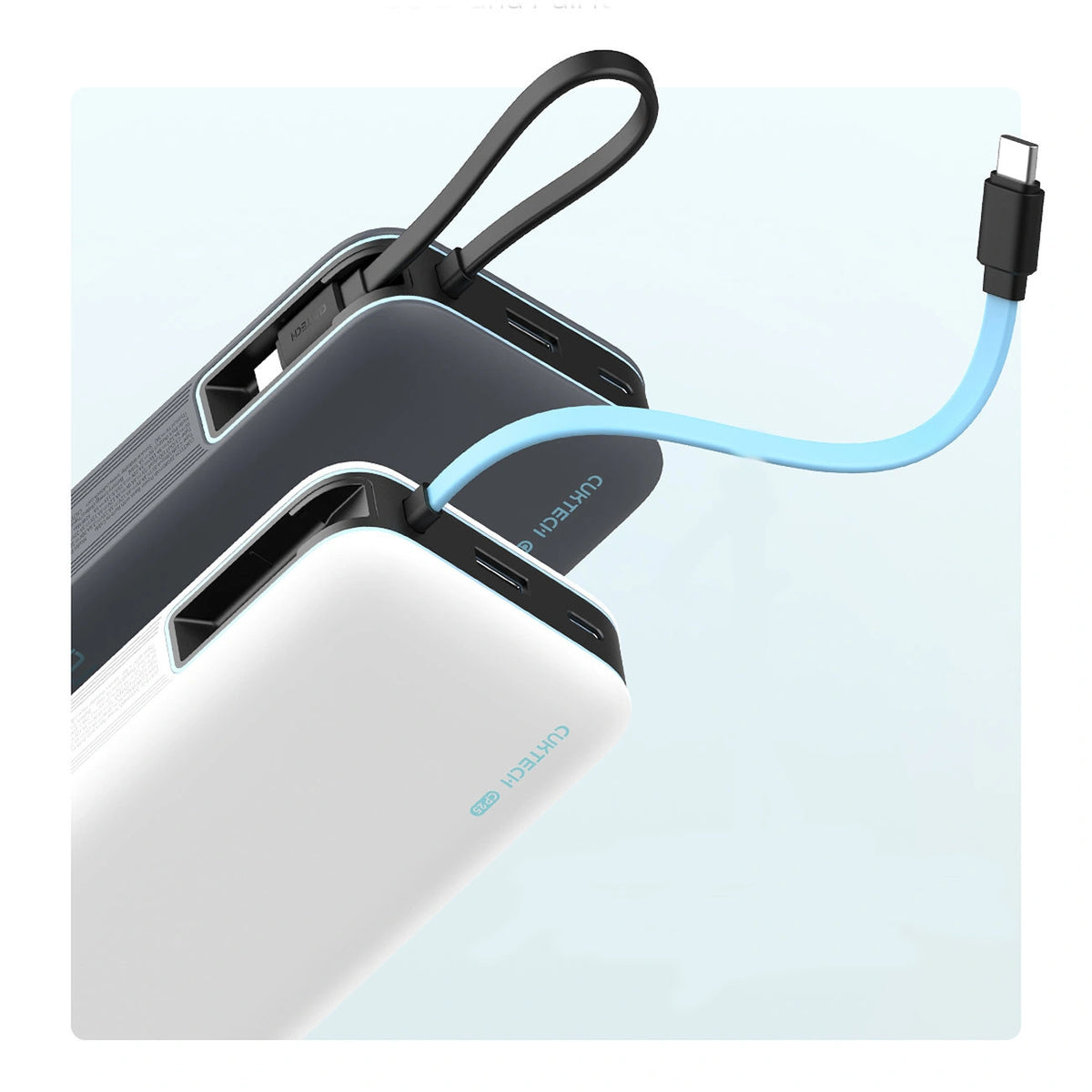 Powerbank Cuktech CUKP200NGLLG 45W 20000mAh z wbudowanym kablem - biały – zdjęcie 2