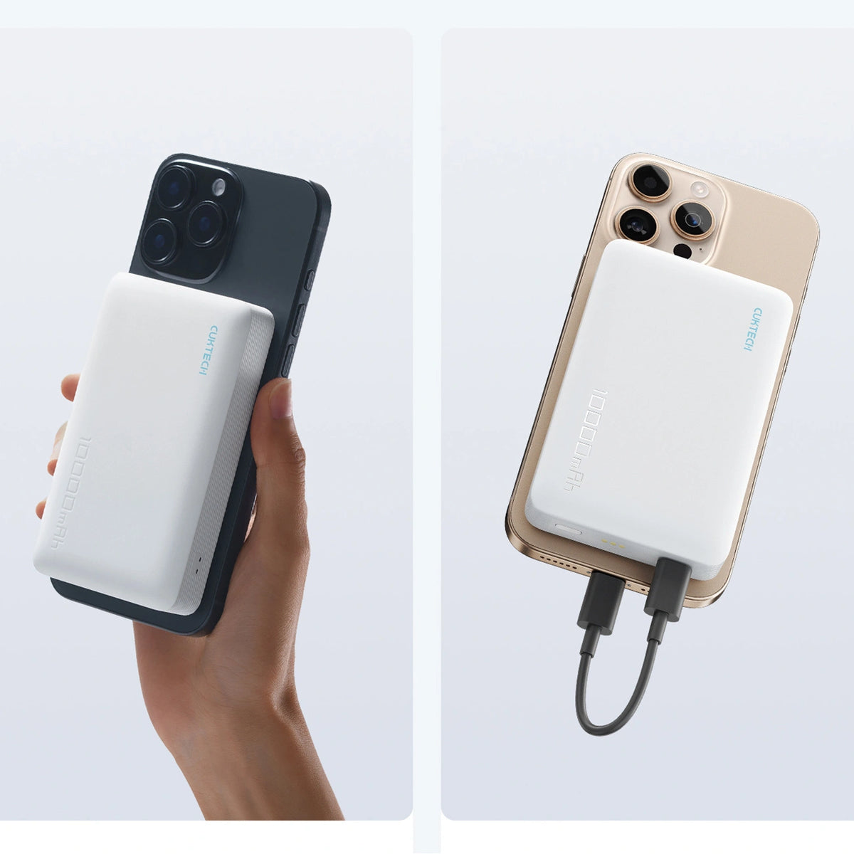 Powerbank Cuktech WPB100N 20 W 10000 mAh magnetyczny z podstawką - biały – zdjęcie 5
